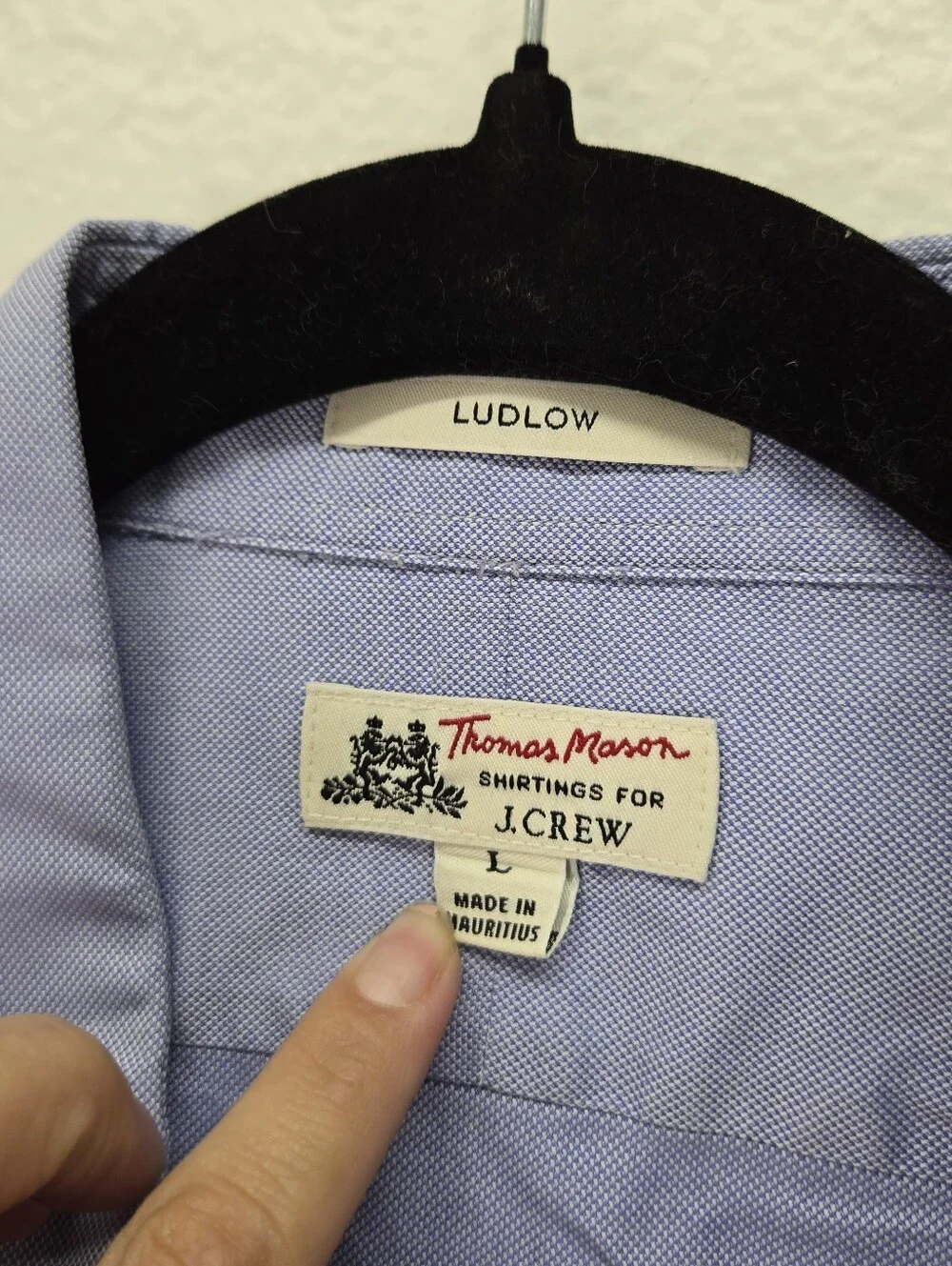 J.Crew Button Down Mens L Blue Thomas Mason Slim Fit 44174 Long Sleeve Oxford